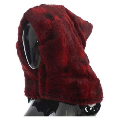 Dolce & Gabbana Bordeaux Hamster Fur Crochet Hood Scarf Hat Hood Scarf