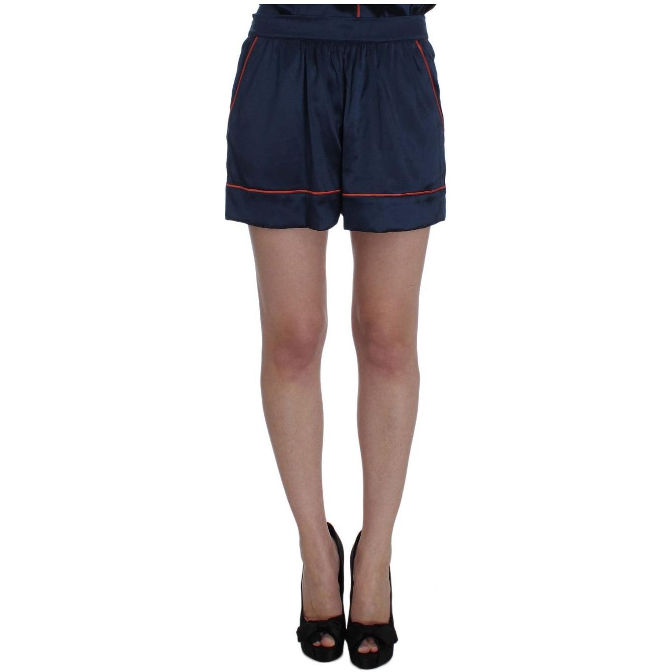Dolce & Gabbana Blue Silk Stretch Sleepwear Shorts