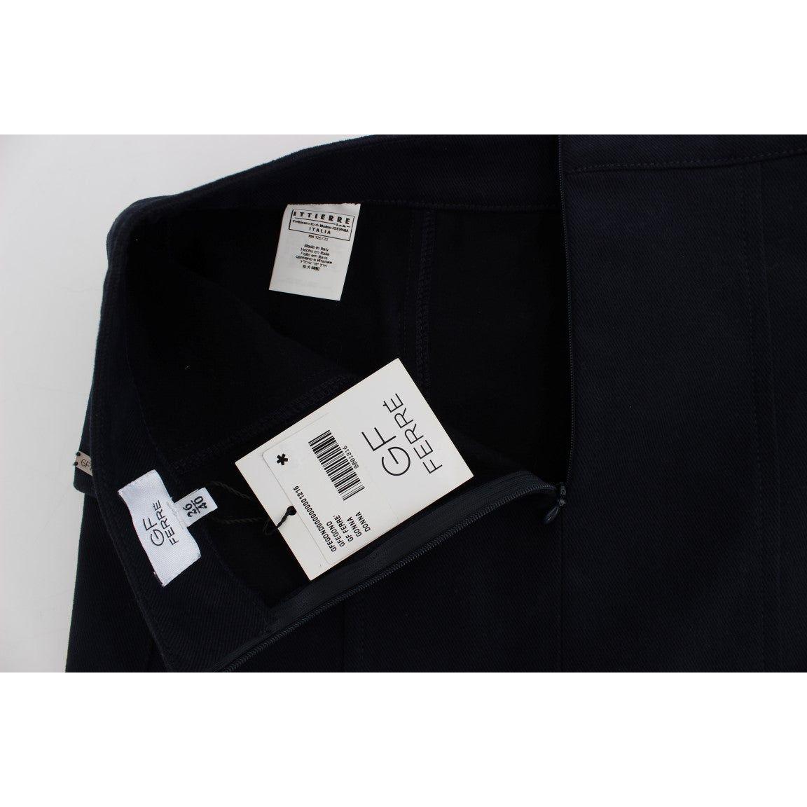 蓝色别致棉质迷你裙