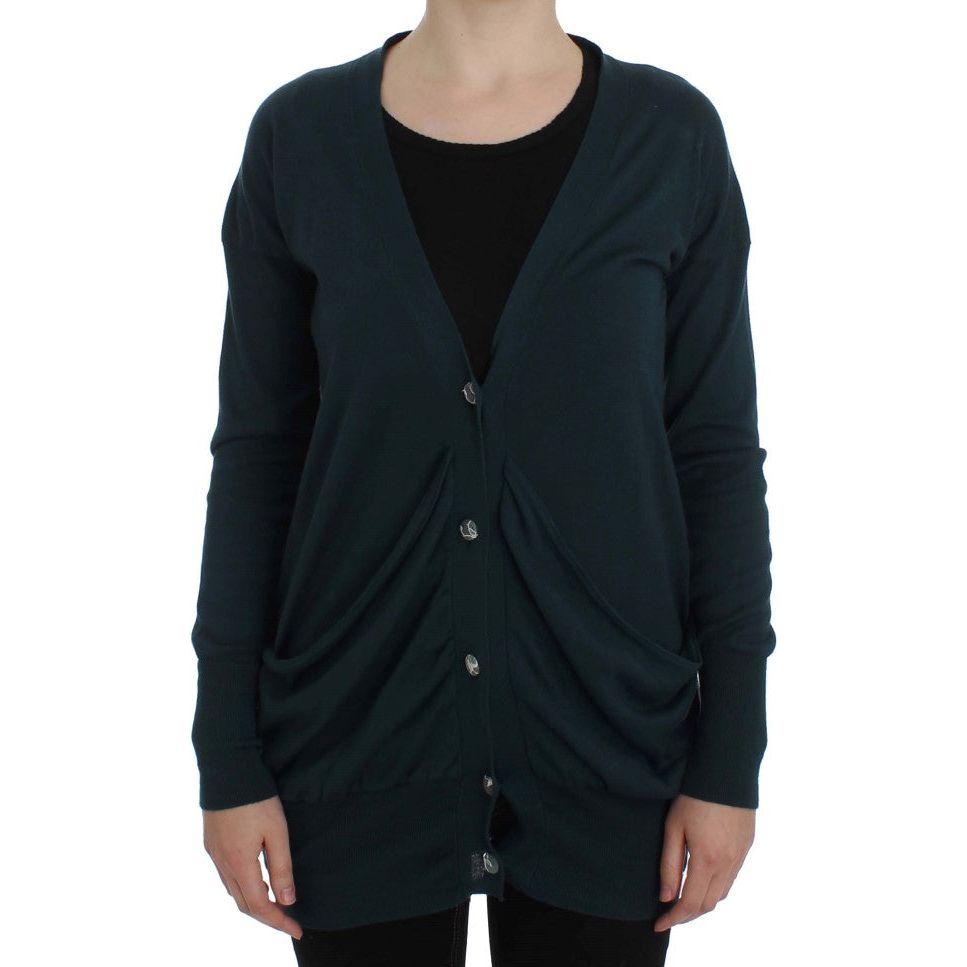 优雅绿色棉质开衫