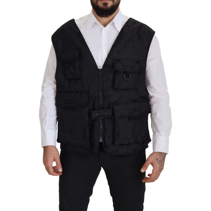 Dolce & Gabbana Black Nylon Full Zip Sleeveless Jacket