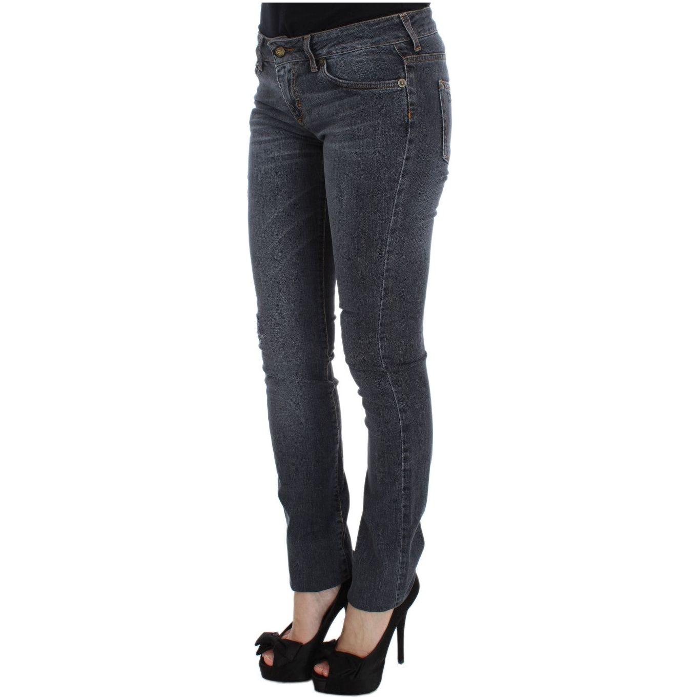 بنطلون جينز كافالي بقصّة Slim Fit باللون الأخضر الماسي والأزرق