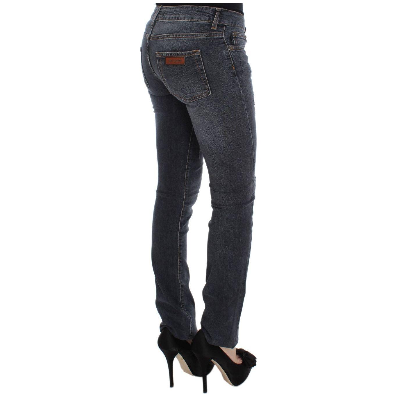 بنطلون جينز كافالي بقصّة Slim Fit باللون الأخضر الماسي والأزرق