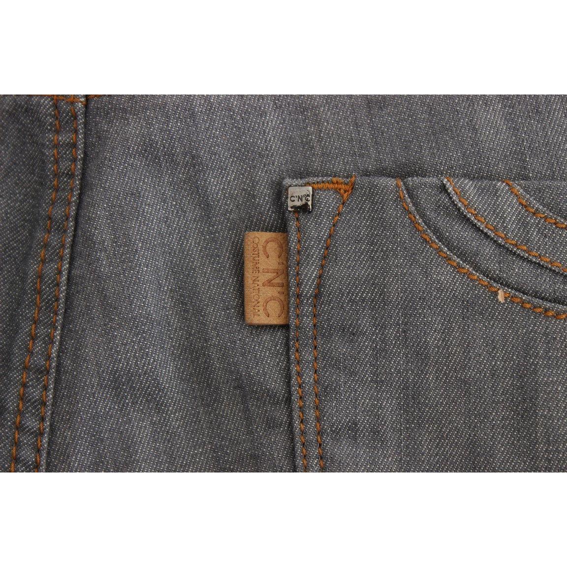 优雅灰色常规版型牛仔裤