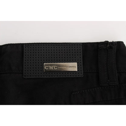 Costume National Black Cotton Slim Fit Bootcut Jeans Jeans & Pants