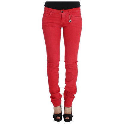 Costume National Red Cotton Blend Super Slim Fit Jeans