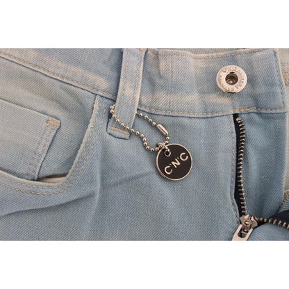 Costume National Blue Cotton Blend Super Slim Fit Jeans Jeans & Pants