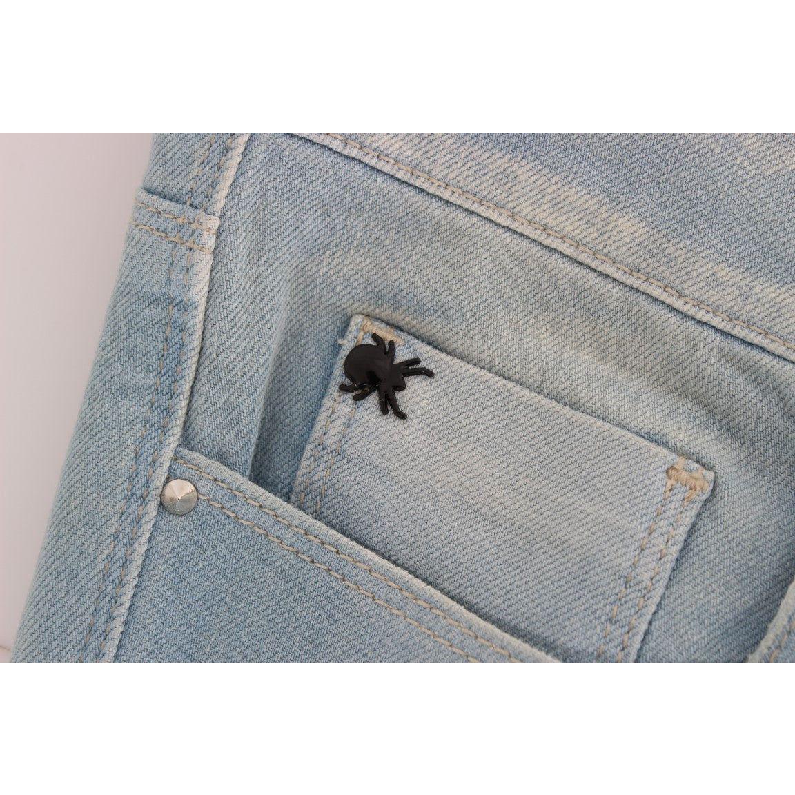 Costume National Blue Cotton Blend Super Slim Fit Jeans Jeans & Pants