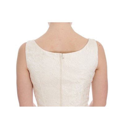 Dolce & Gabbana White Brocade Crystal Sheath Dress