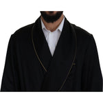 Dolce & Gabbana Elegant Black Silk Long Robe Coat Dolce & Gabbana Black