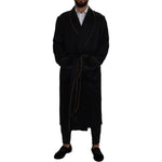 Dolce & Gabbana Elegant Black Silk Long Robe Coat Dolce & Gabbana Black