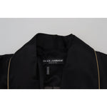 Dolce & Gabbana Elegant Black Silk Long Robe Coat Dolce & Gabbana Gray