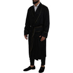 Dolce & Gabbana Elegant Black Silk Long Robe Coat Dolce & Gabbana Black
