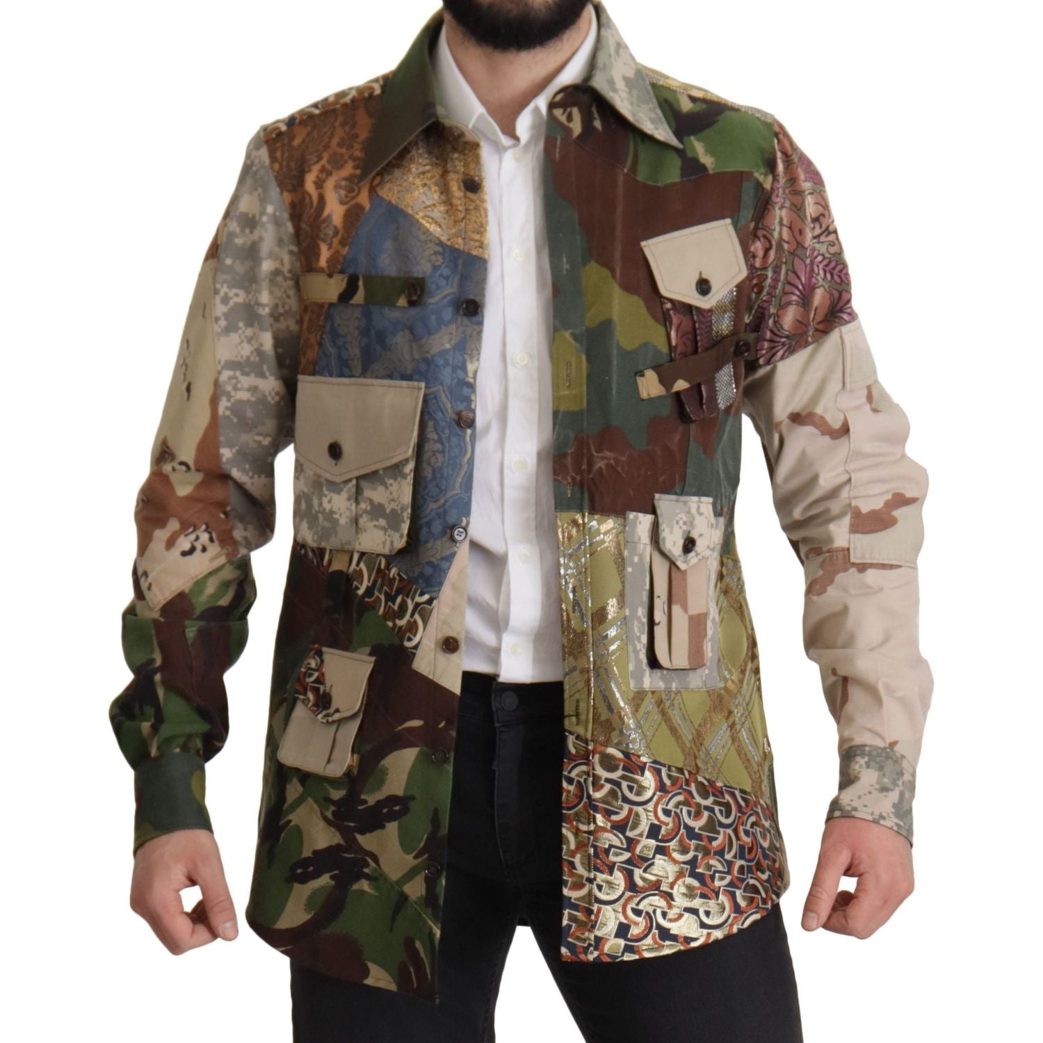 拼布迷彩休闲衬衫