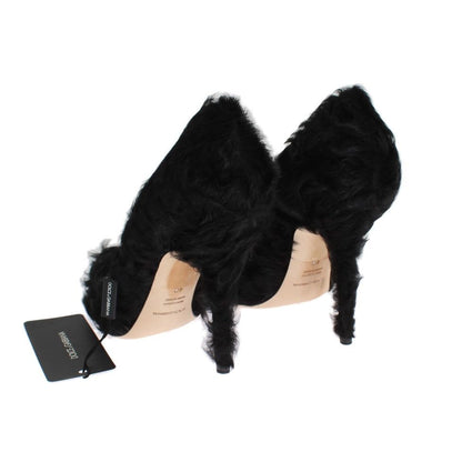 Dolce & Gabbana Black Xiangao Lamb Fur Leather Pumps