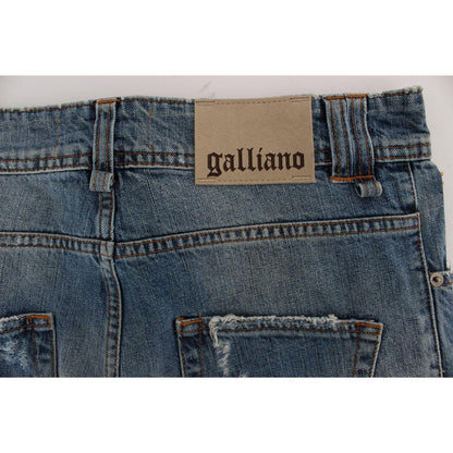 John Galliano Blue Wash Cotton Boyfriend Fit Cropped Jeans
