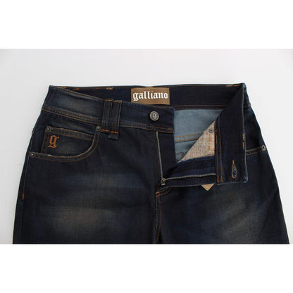 John Galliano Blue Wash Cotton Blend Boyfriend Fit Jeans