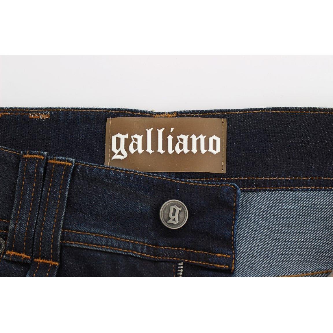 John Galliano Blue Wash Cotton Blend Boyfriend Fit Jeans