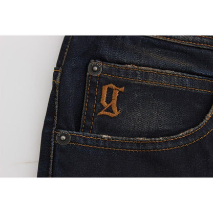 John Galliano Blue Wash Cotton Blend Boyfriend Fit Jeans