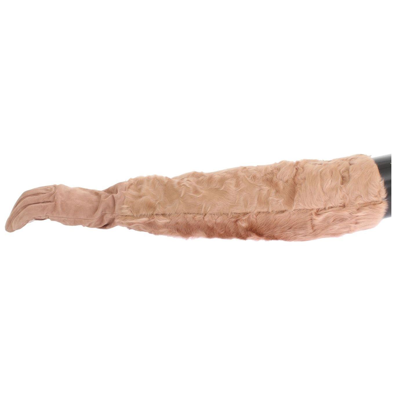 قفازات دولتشي آند غابانا الأنيقة المصنوعة من جلد السويد باللون البيج بطول الكوع