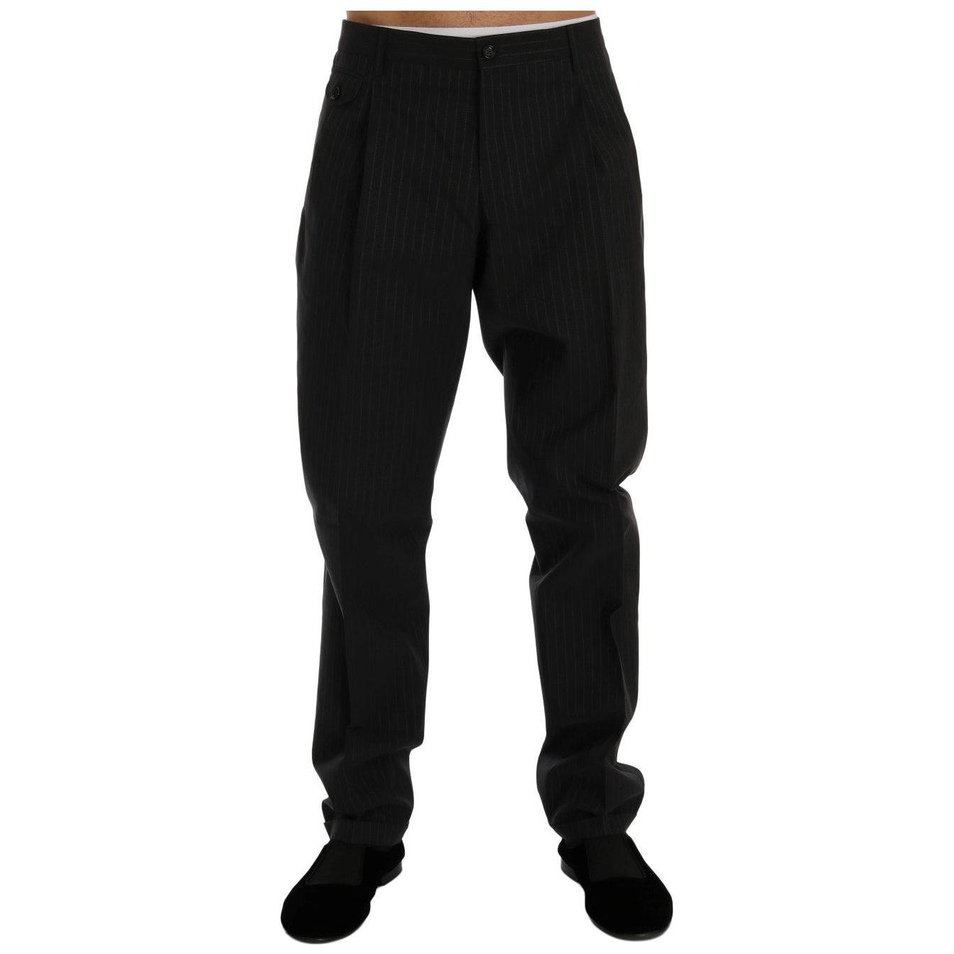 Dolce & Gabbana Blue Striped Cotton Dress Formal Pants