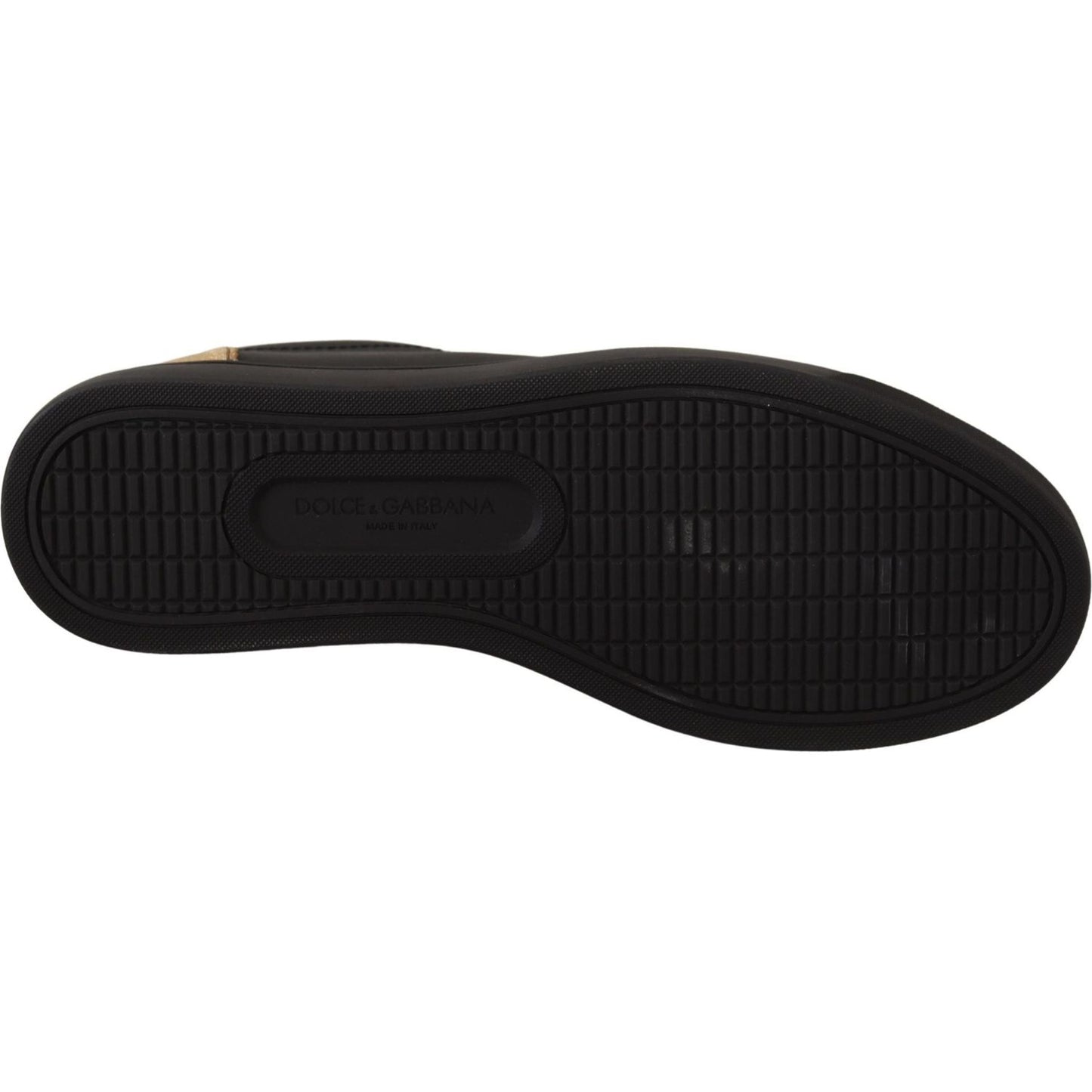 Dolce & Gabbana Black Gold Leather Low Top Sneakers Womens Shoes