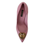 Dolce & Gabbana Pink Leather Heart DEVOTION Heels Pumps Shoes