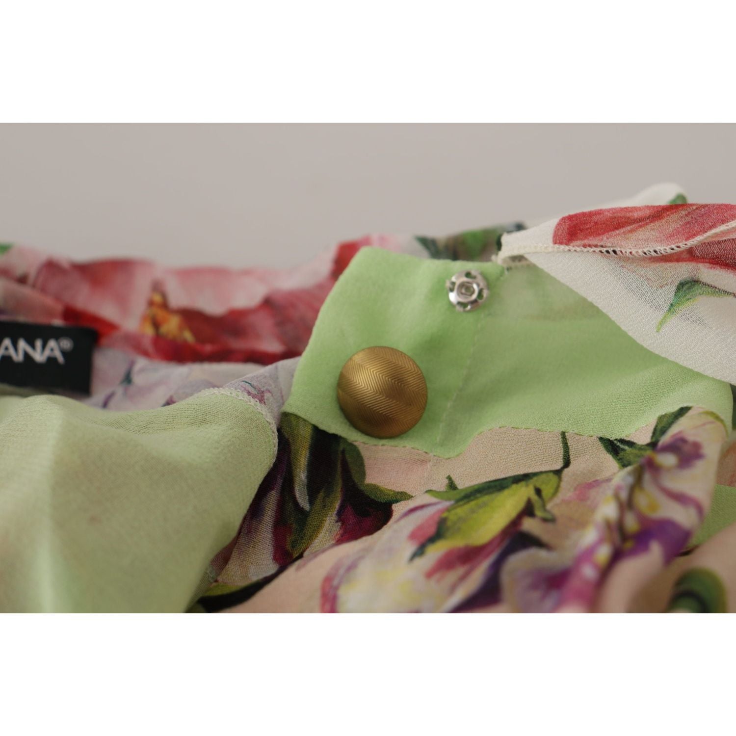 优雅花卉拼布真丝衬衫