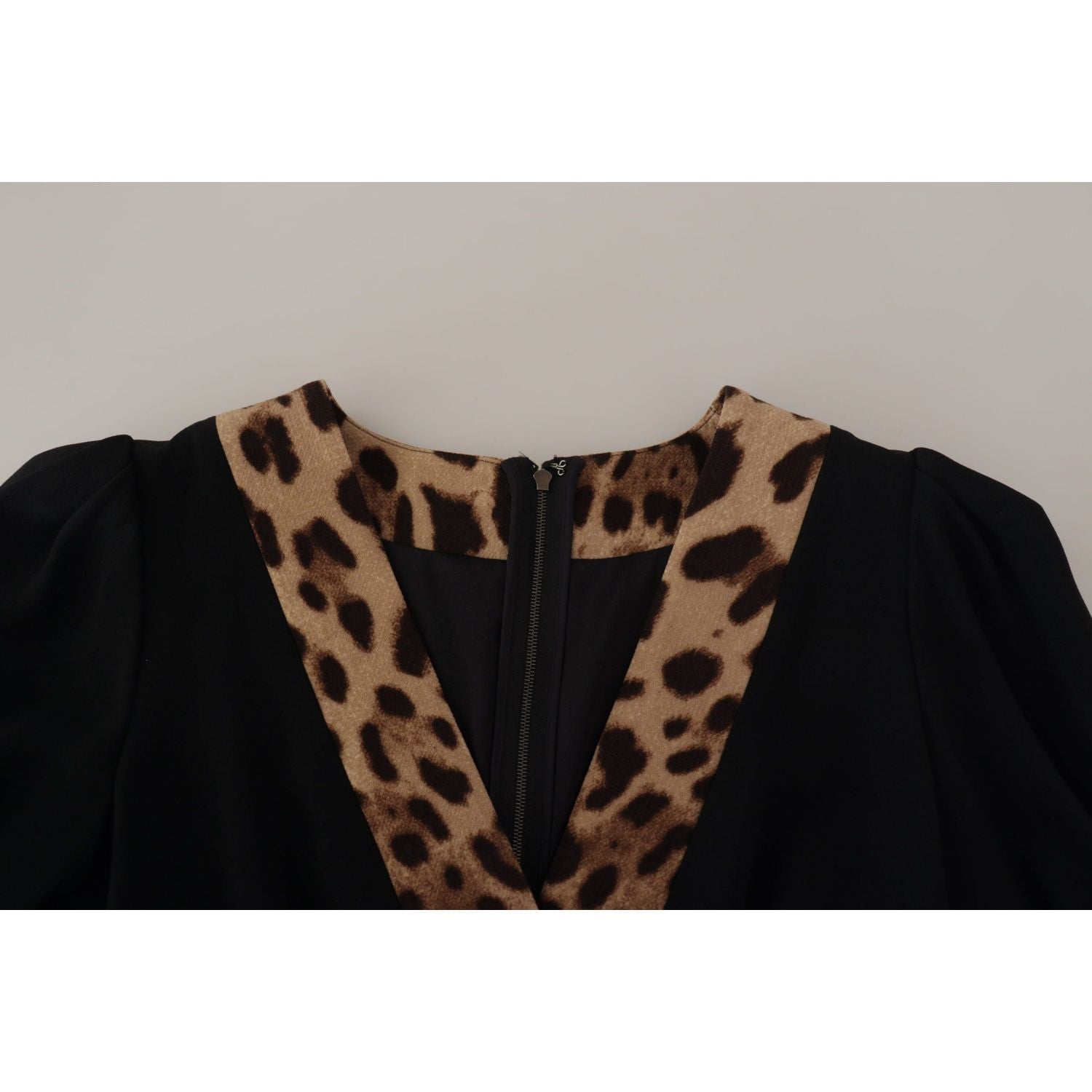 Dolce & Gabbana Black Leopard A-line Knee Length Dress