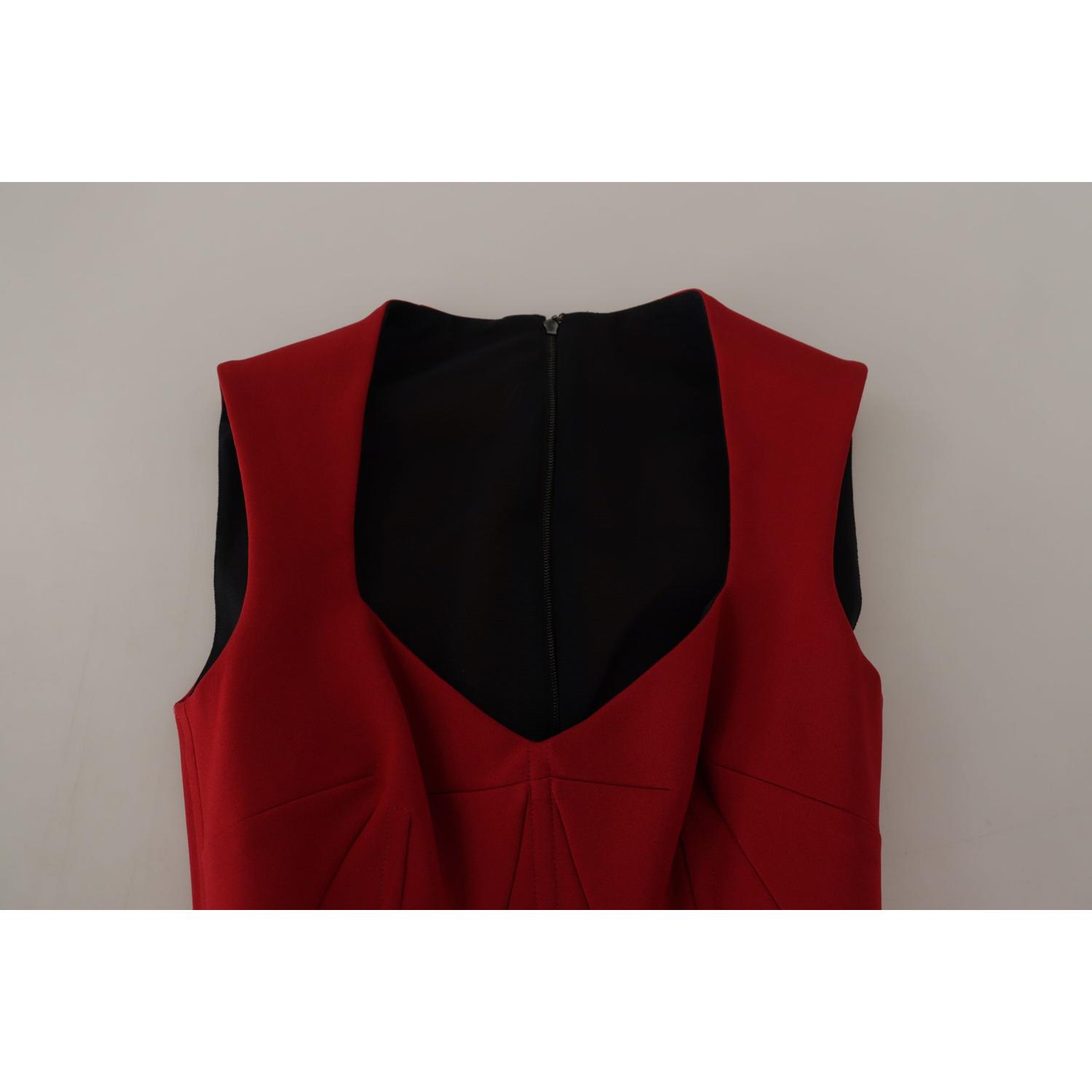 优雅红色紧身中长连衣裙