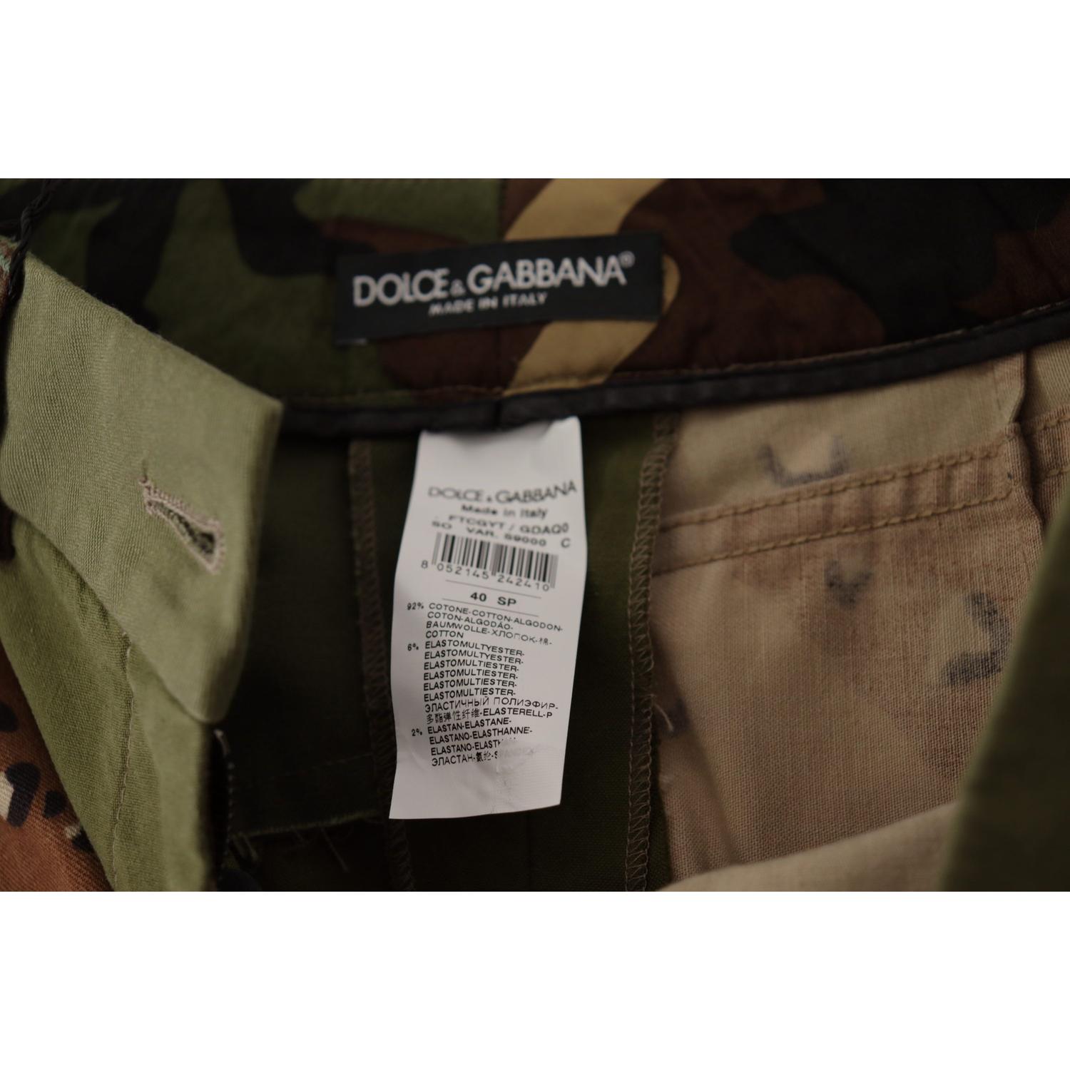 Dolce & Gabbana Green High Waist Hot Pants Cotton Army Shorts