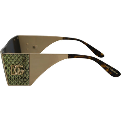 Dolce & Gabbana Gold Metal Rectangle Shades DG2263 Sunglasses