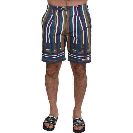 Dolce & Gabbana Multicolor Striped Stretch Cotton Shorts PAN73397-44