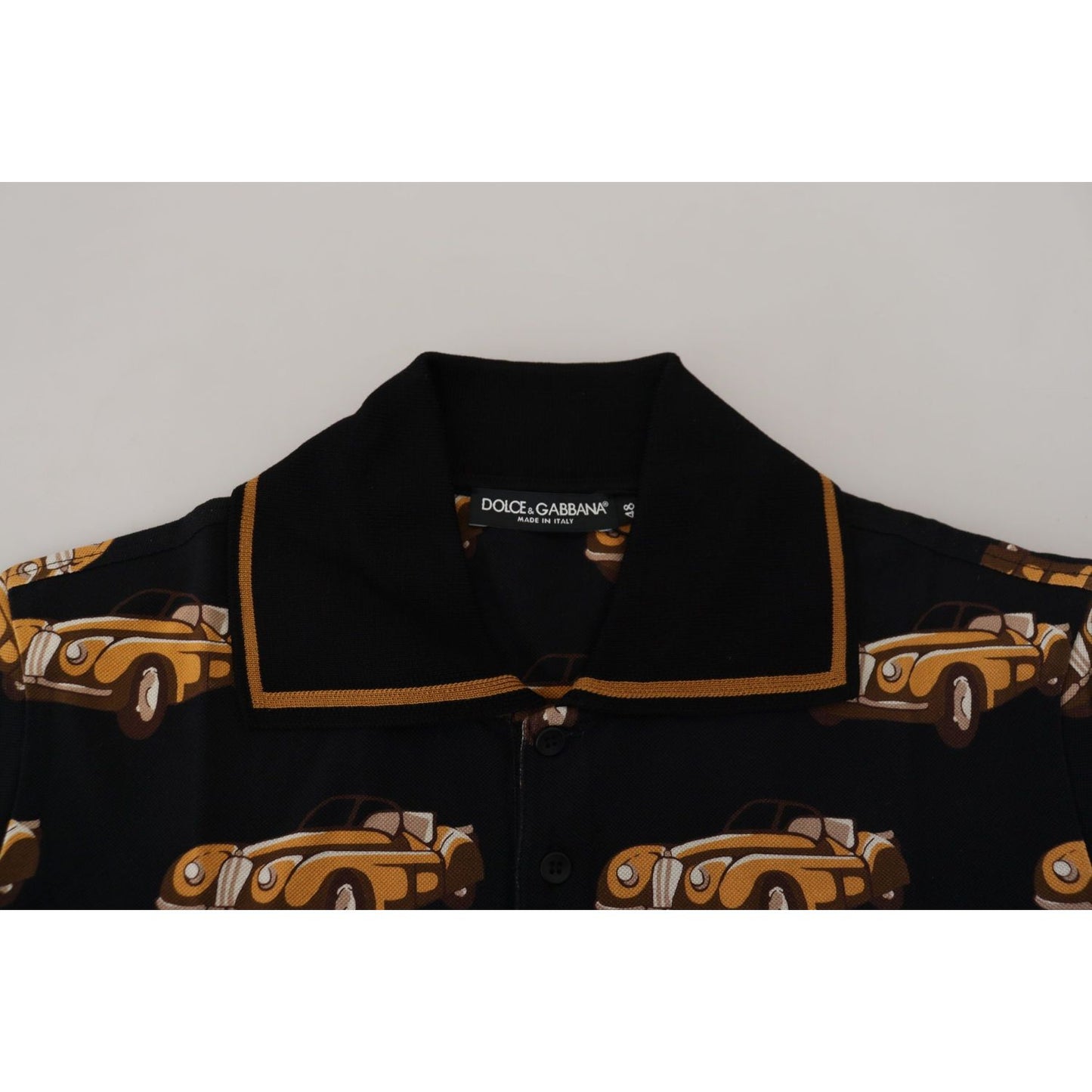 Dolce & Gabbana Black Car Print Short Sleeve Polo T-shirt MAN T-SHIRTS