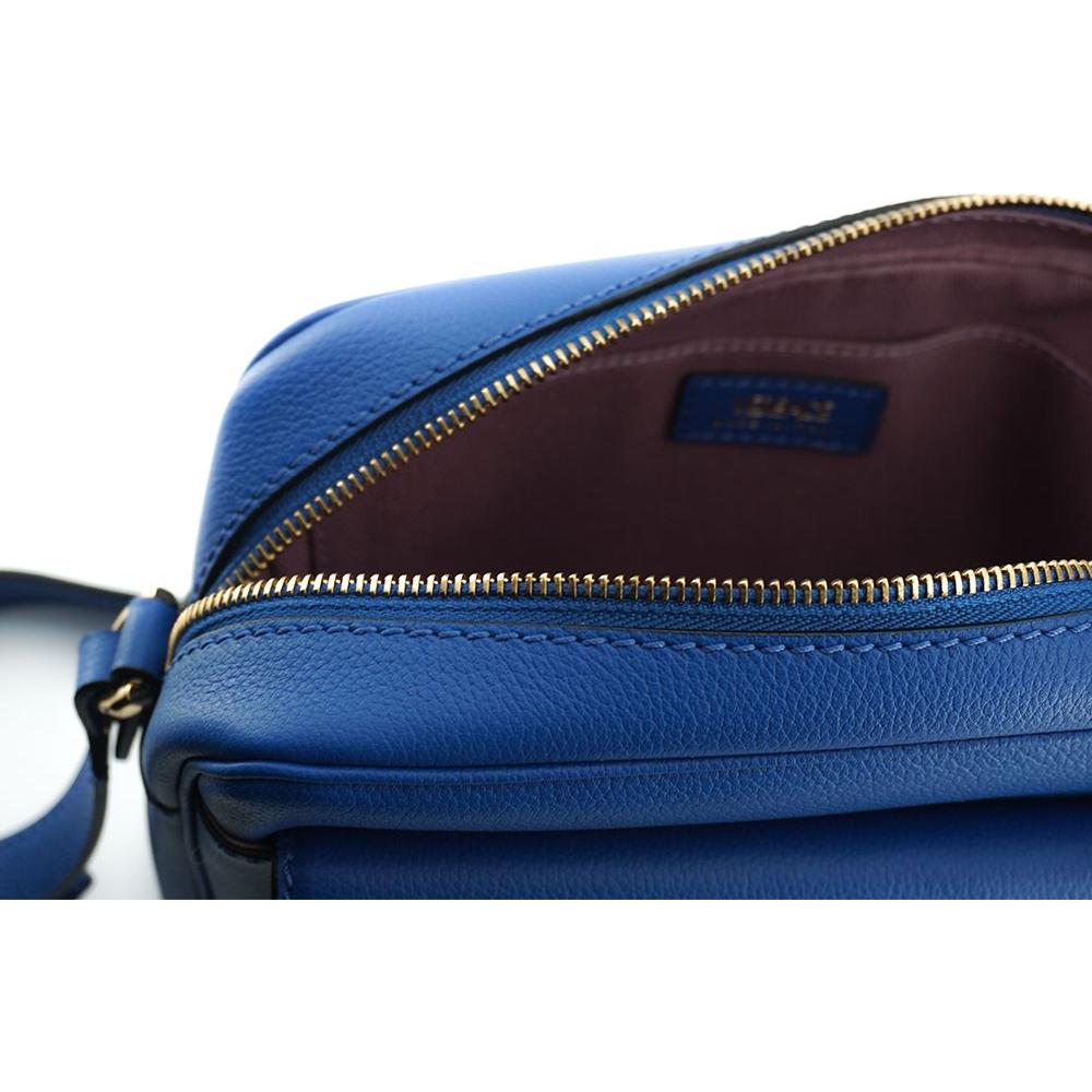 Versace Elegant Blue Calf Leather Camera Case Bag
