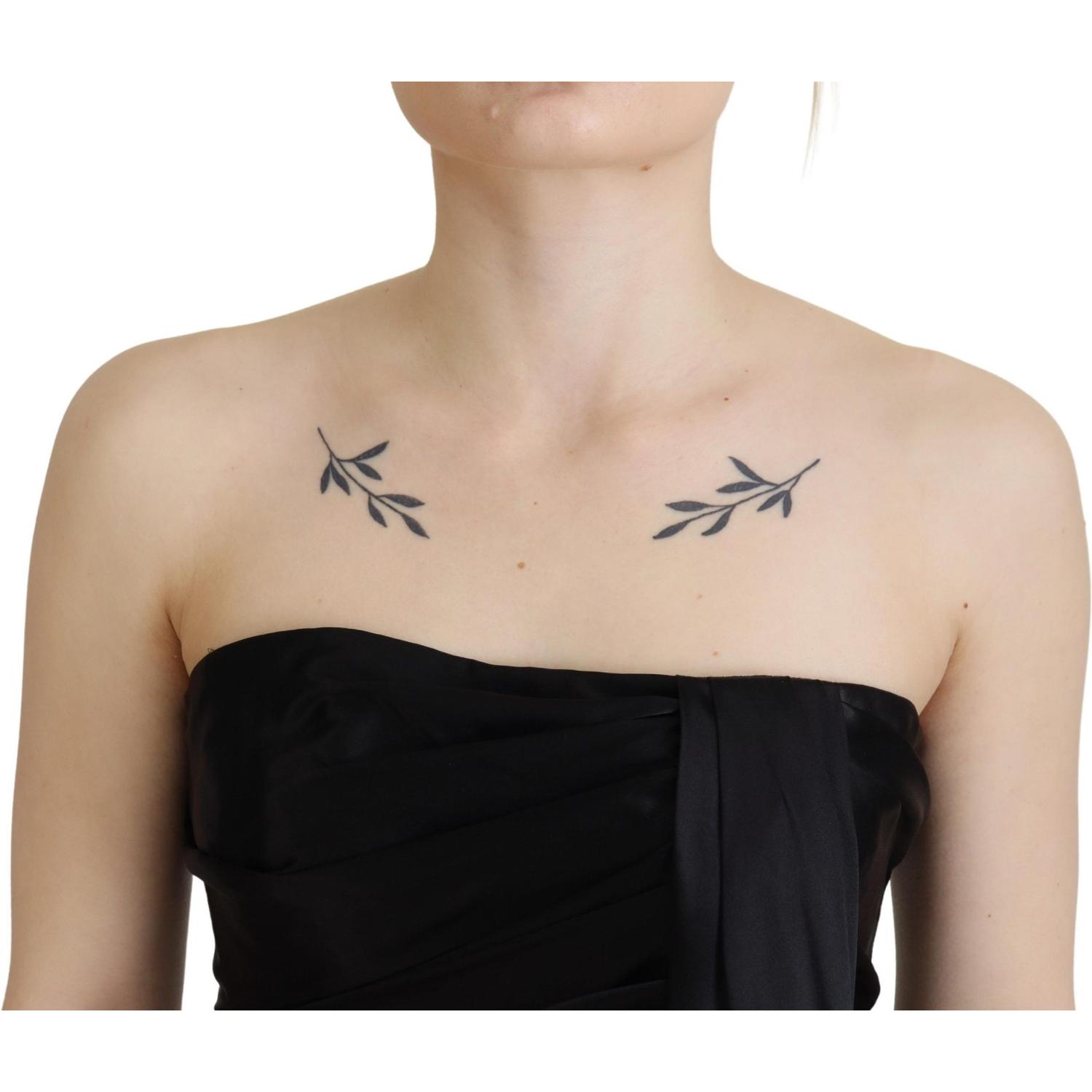 优雅黑色真丝迷你无袖连衣裙