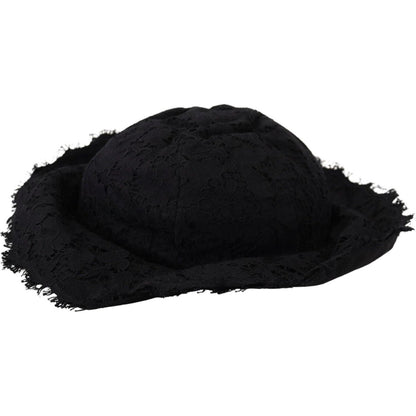 Dolce & Gabbana Black Cotton Wide Brim Shade Hat