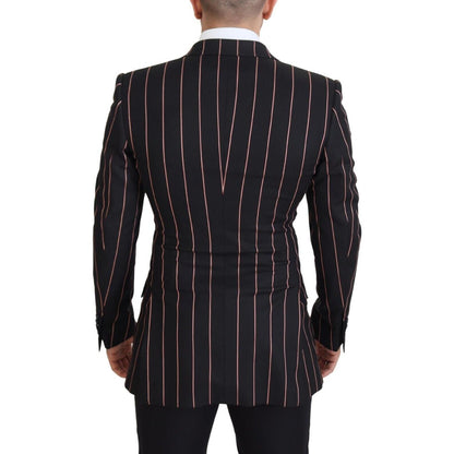 Dolce & Gabbana Black Stripes Viscose Double Breasted Blazer