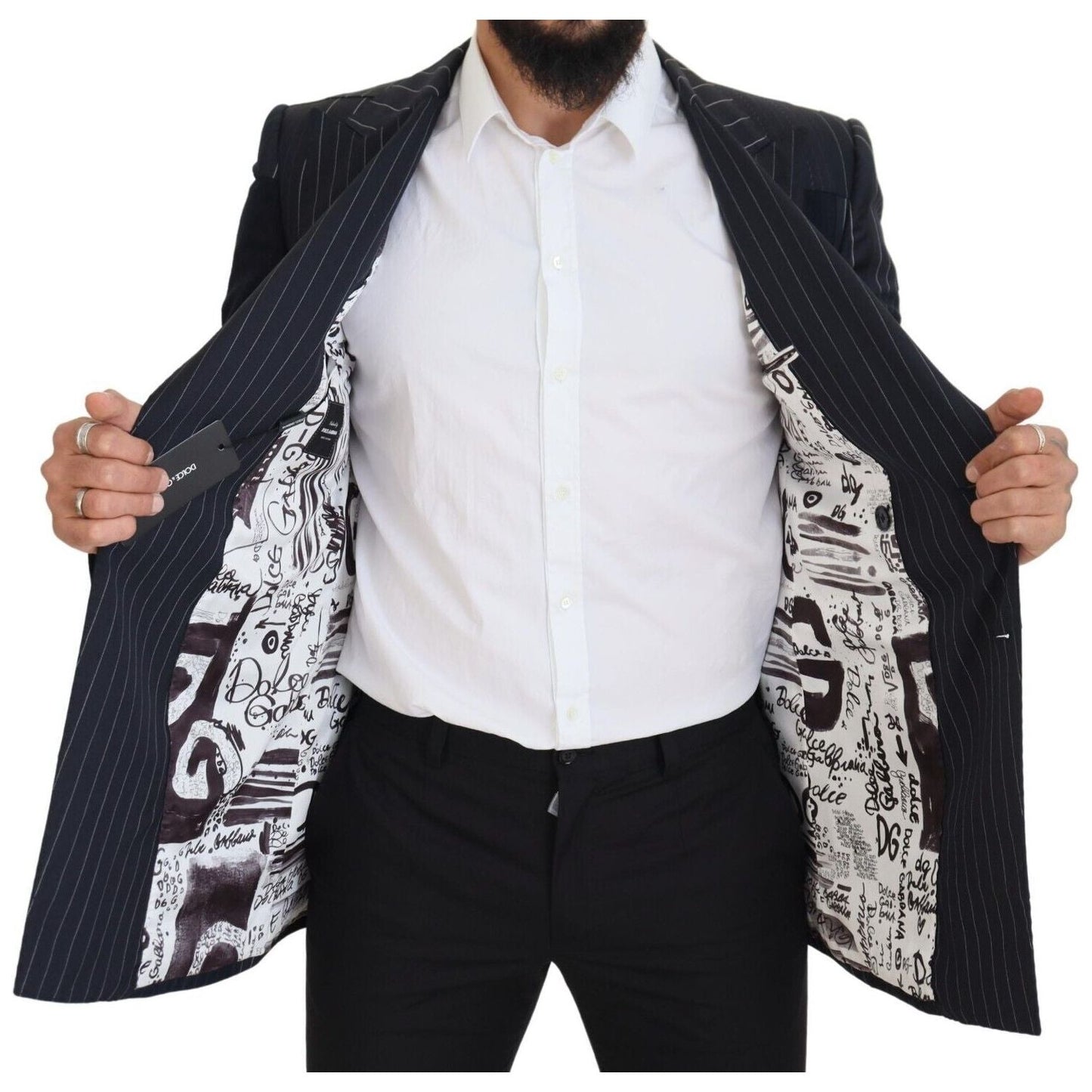 Dolce & Gabbana Navy Blue Double Breasted Slim Fit Blazer Dolce & Gabbana Dark Slate Gray