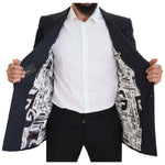 Dolce & Gabbana Navy Blue Double Breasted Slim Fit Blazer Dolce & Gabbana Dark Slate Gray