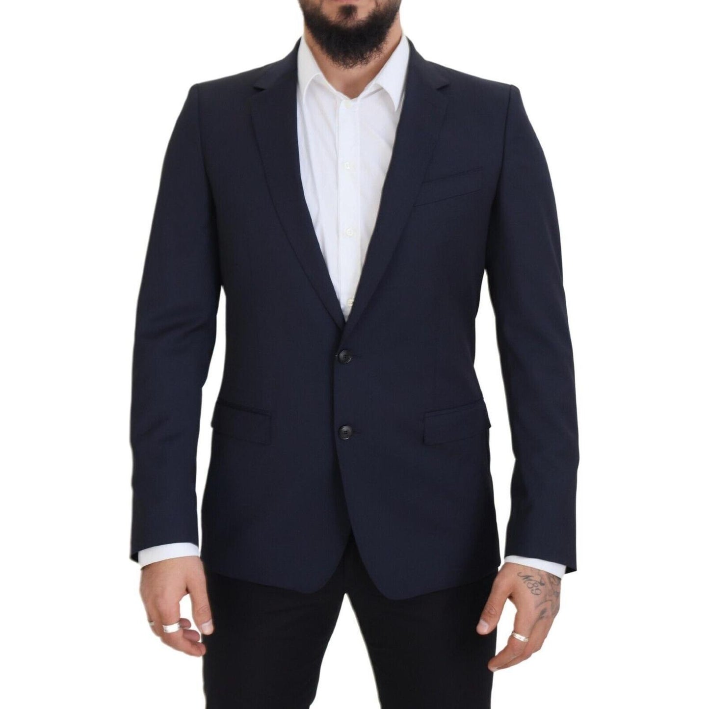 Dolce & Gabbana Dark Blue Wool Single Breasted MARTINI Blazer JKT3453 - 48