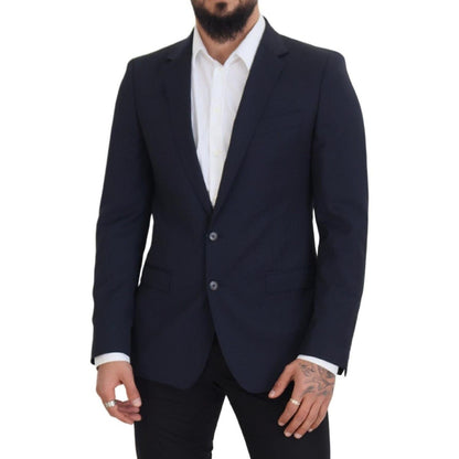 Dolce & Gabbana Dark Blue Wool Single Breasted MARTINI Blazer