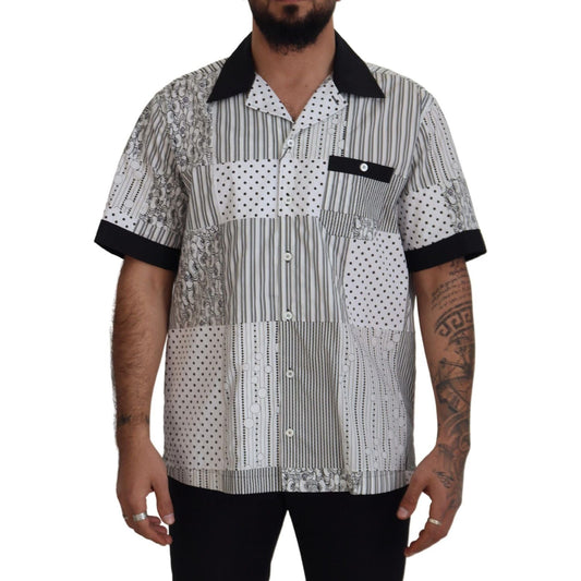 Dolce & Gabbana Elegant Black & White Cotton Shirt Dolce & Gabbana Dark Gray
