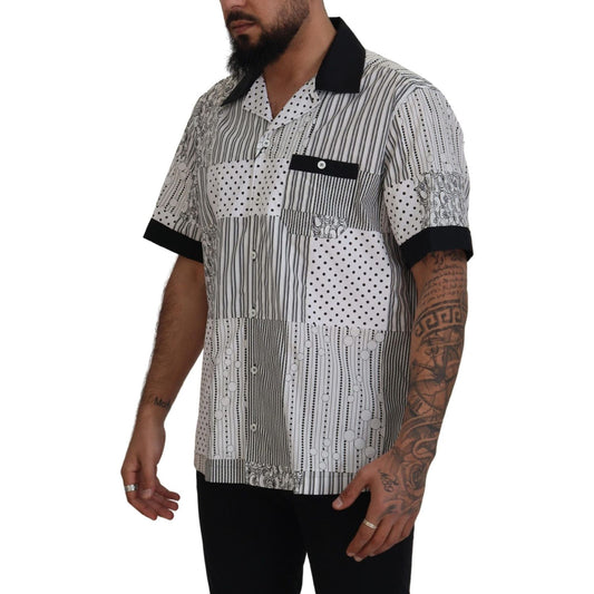 Dolce & Gabbana Elegant Black & White Cotton Shirt Dolce & Gabbana Dark Slate Gray