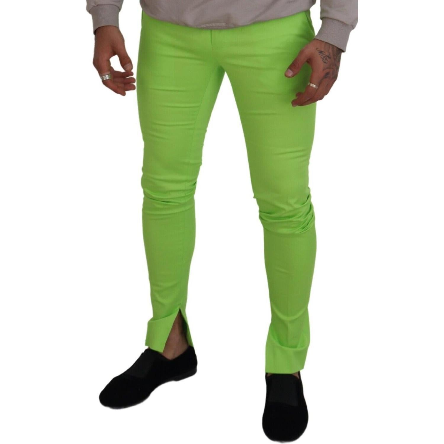 بنطلون شينو أنيق من القطن باللون الأخضر الفاتح من دولتشي آند غابانا