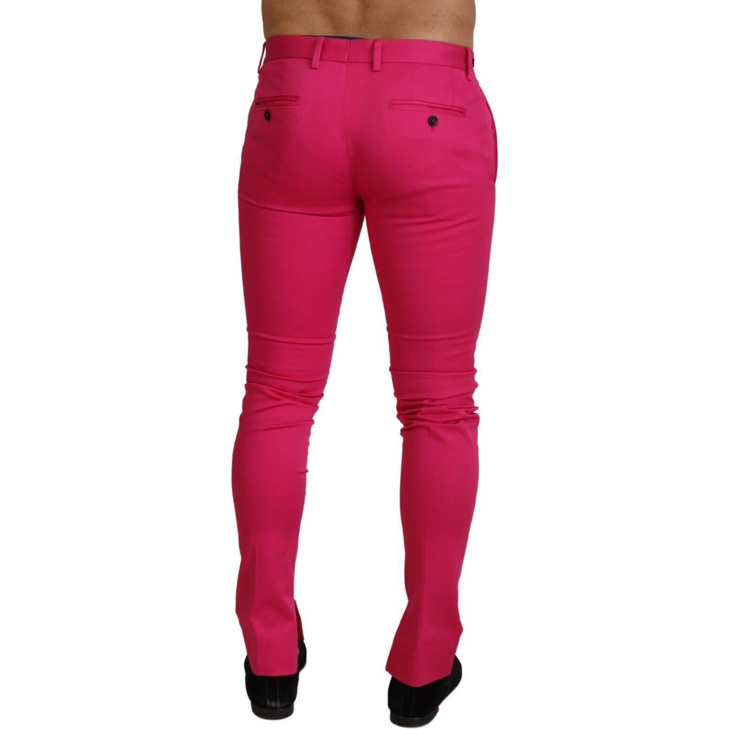 Dolce & Gabbana Pink Zipper Buckle Waist Trousers Pants