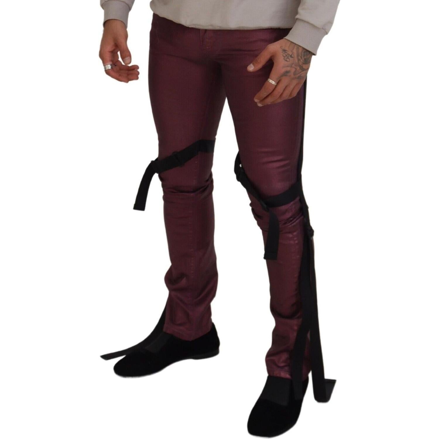 Dolce & Gabbana Magenta Cotton Men Casual Harness Denim Jeans