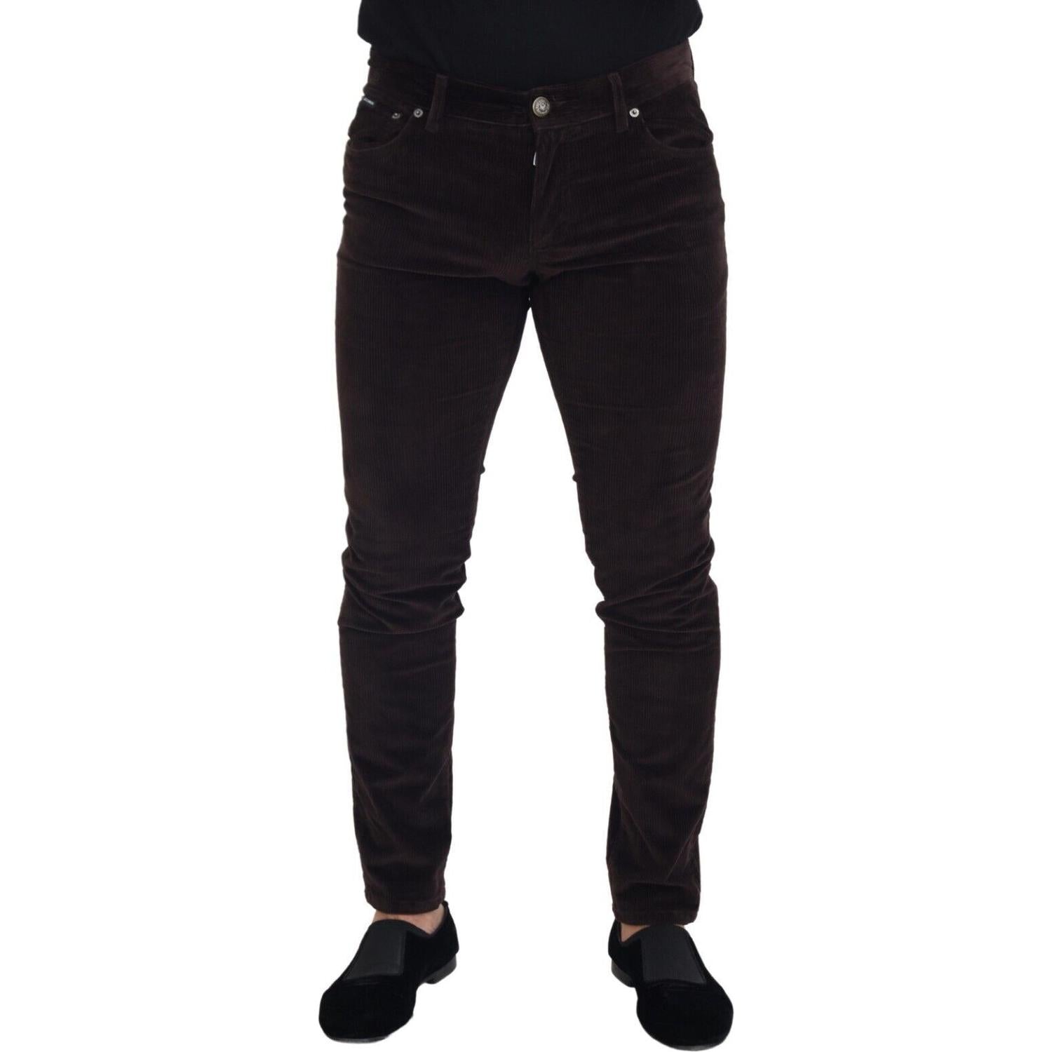 优雅棕色真丝混纺长裤