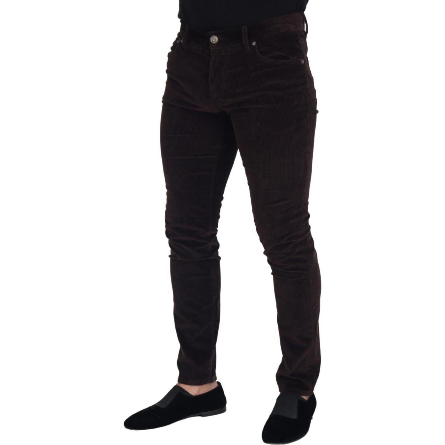 优雅棕色真丝混纺长裤