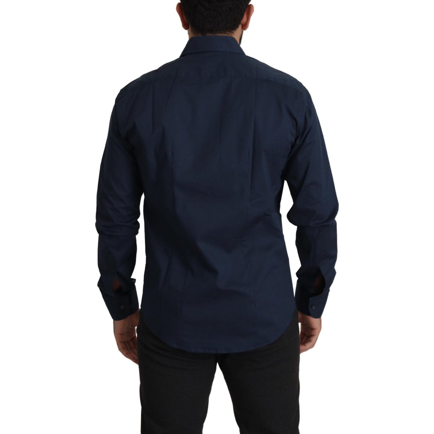 Roberto Cavalli Navy Blue Cotton Dress Formal Shirt